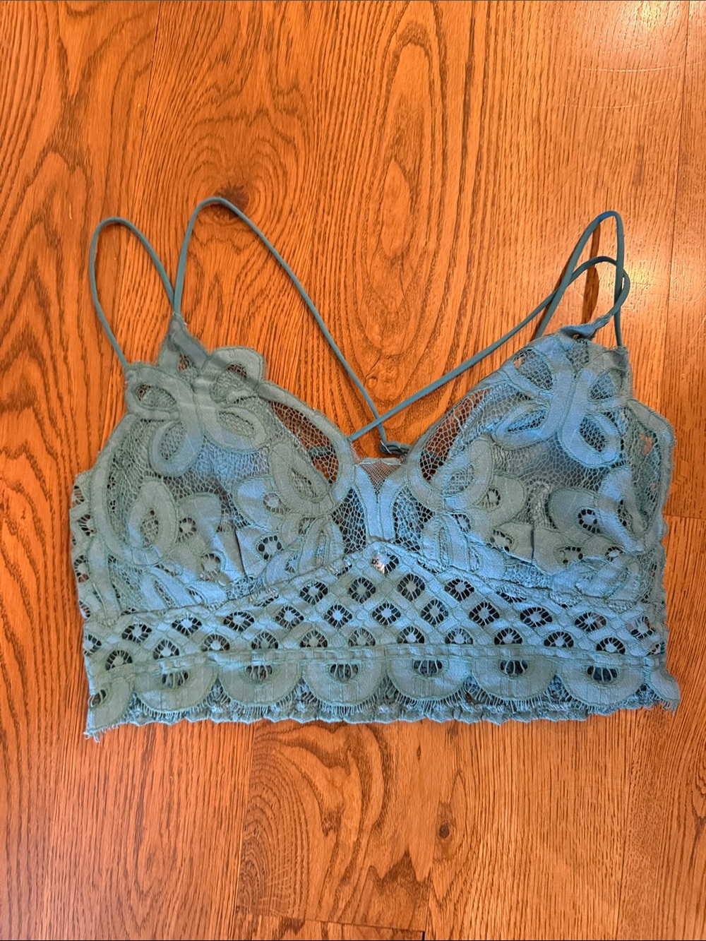 Zenana Outfitters Teal Lace Bralette with Crochet Trim